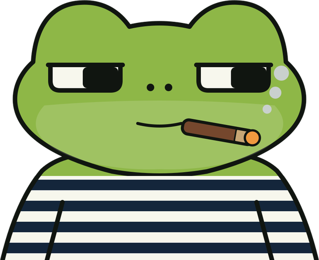 A Social Toad in sailor stripes with a cigar, sitting on the edge of the page